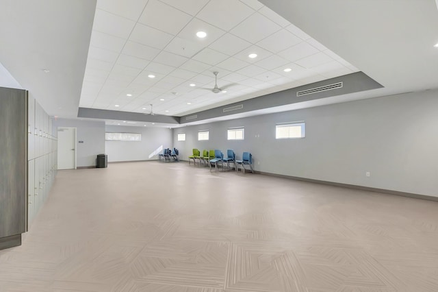 workout area with light parquet flooring