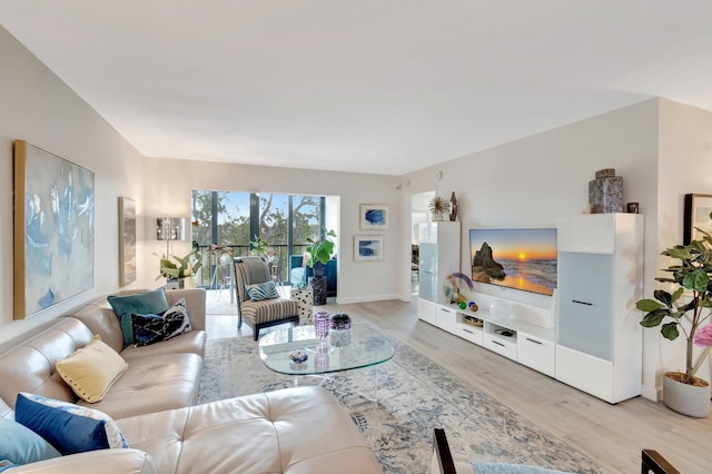 living room with light hardwood / wood-style floors