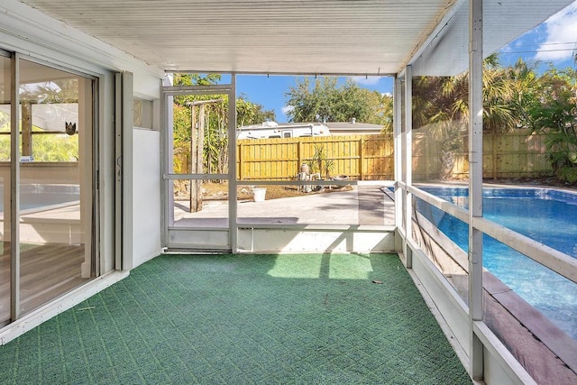 view of unfurnished sunroom