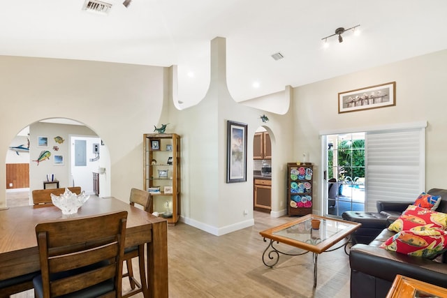 living room with light hardwood / wood-style floors