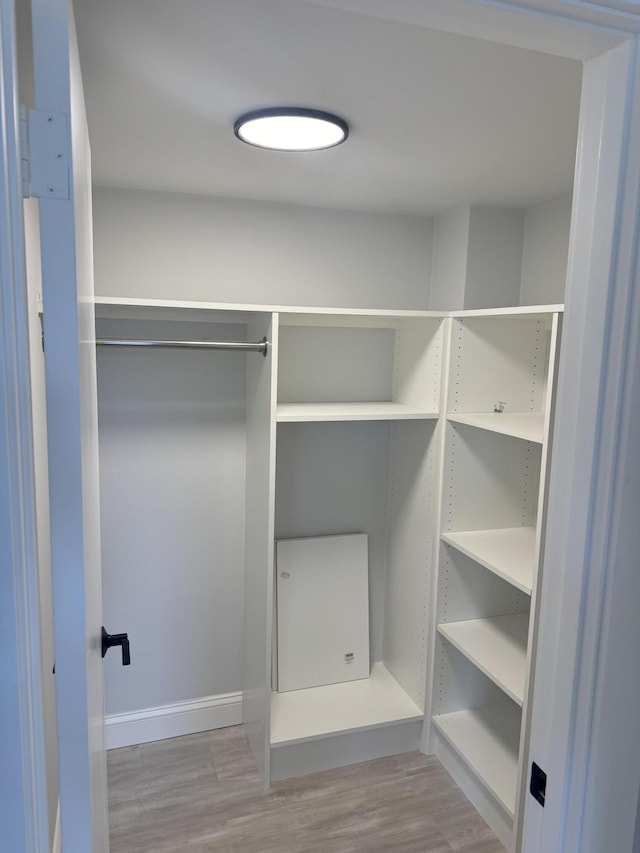 walk in closet featuring light hardwood / wood-style floors