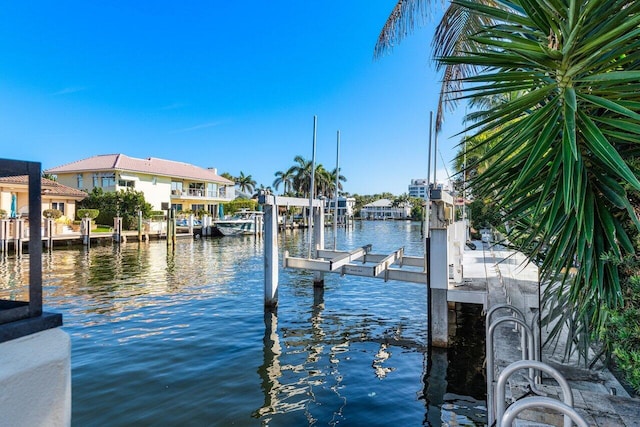 dock area featuring a water view