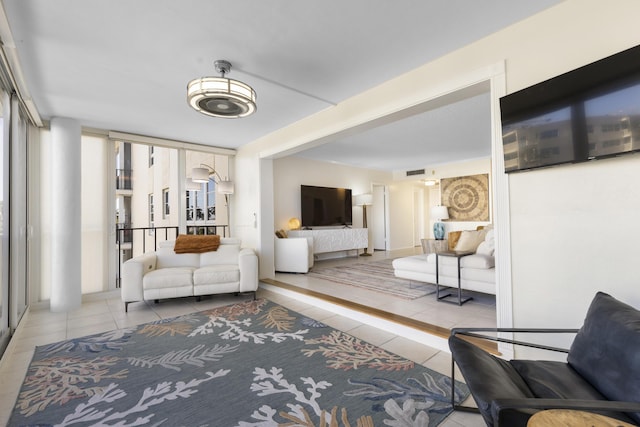 view of tiled living room