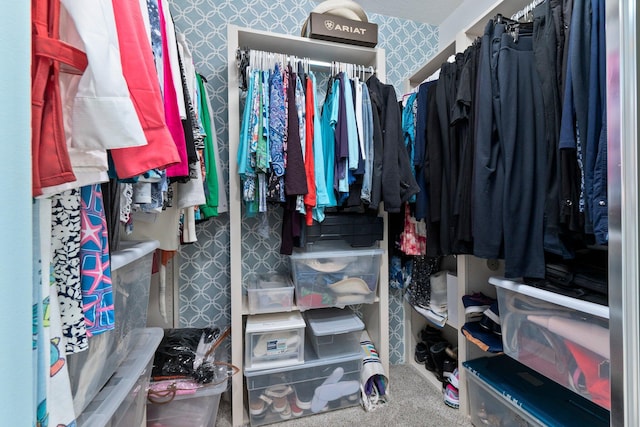 walk in closet featuring carpet