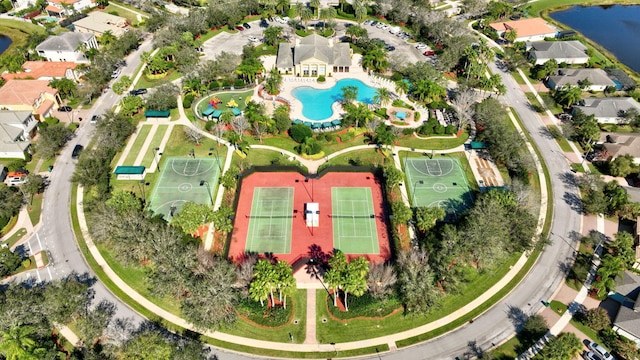 bird's eye view featuring a water view