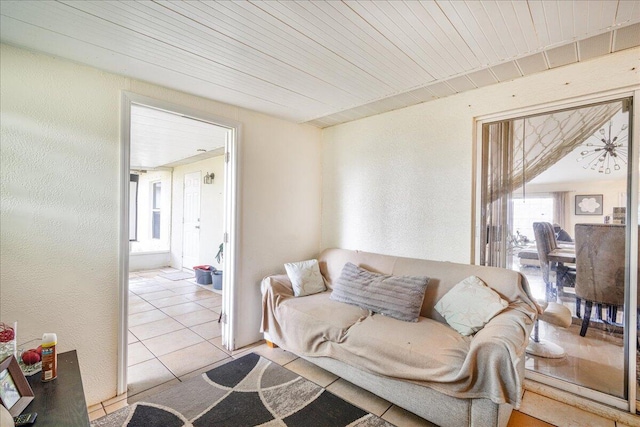 living room with light tile patterned floors