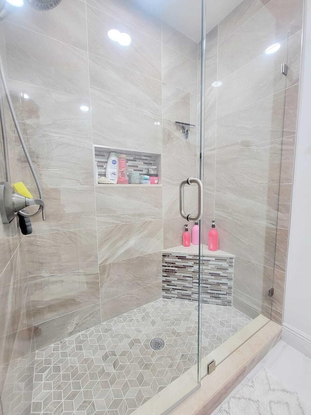 bathroom featuring walk in shower