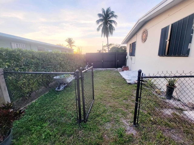 view of yard at dusk