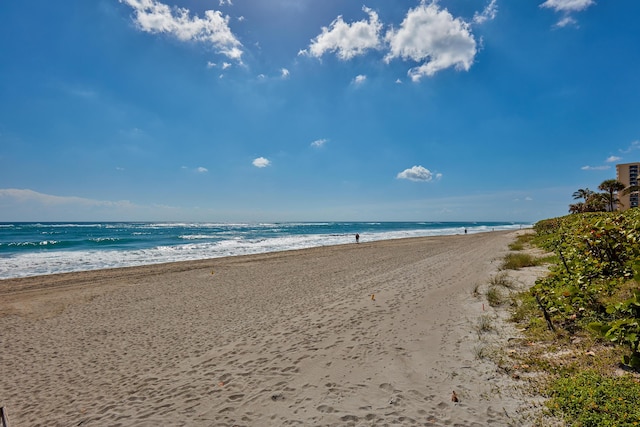 property view of water featuring a view of the beach