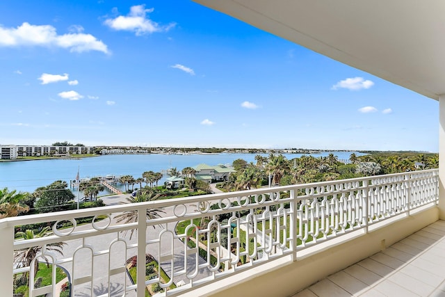 balcony with a water view