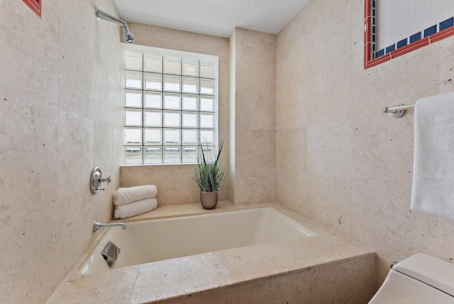 bathroom featuring a bath and toilet