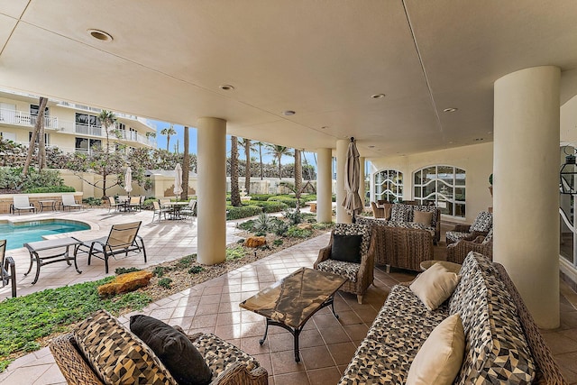 view of patio / terrace featuring an outdoor living space