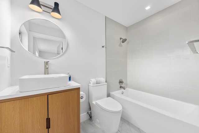 4430 SE Bayshore Ter, Stuart, FL 34997 - full bathroom with vanity, toilet, bathtub / shower combination, and marble look tile flooring