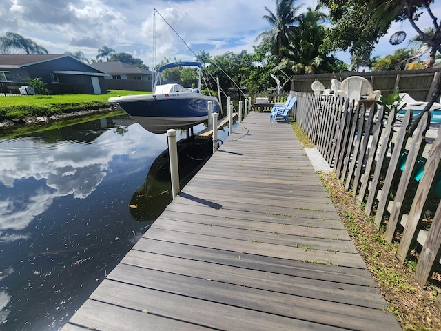 dock area featuring a water view