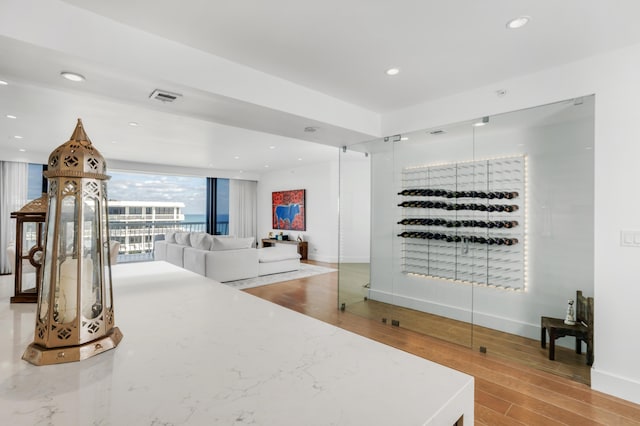 interior space with hardwood / wood-style floors