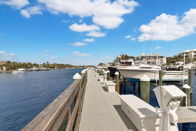 view of dock featuring a water view