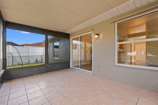 view of unfurnished sunroom