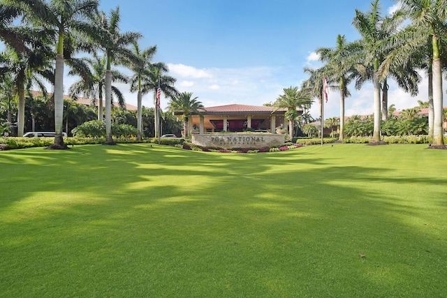 view of home's community with a lawn