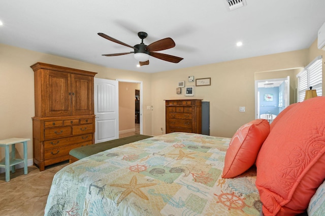 bedroom featuring ceiling fan