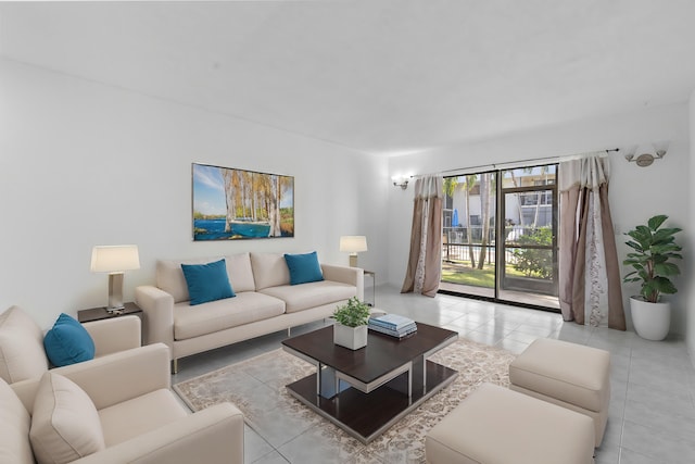 view of tiled living room