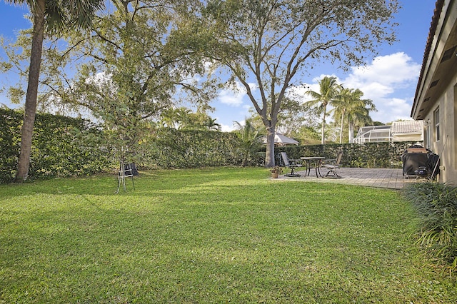 view of yard with a patio area