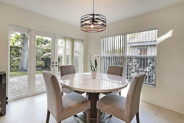 dining area with french doors