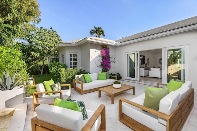 view of patio with an outdoor living space