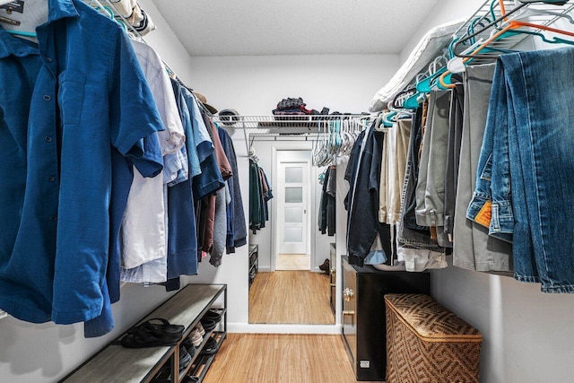 spacious closet with light hardwood / wood-style floors