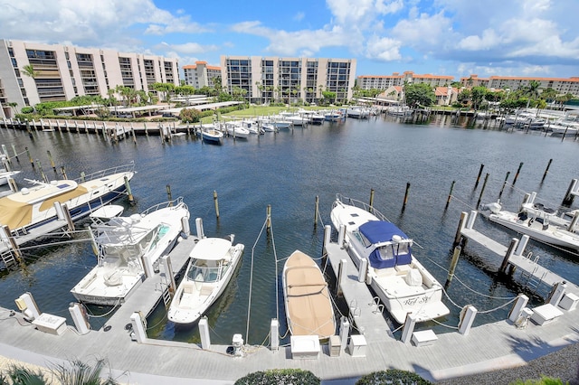 view of dock featuring a water view