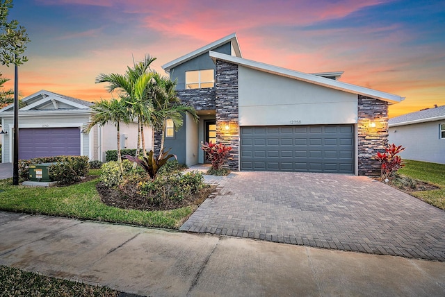 view of front of house with a garage