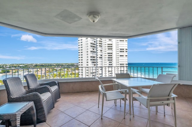 balcony with a water view