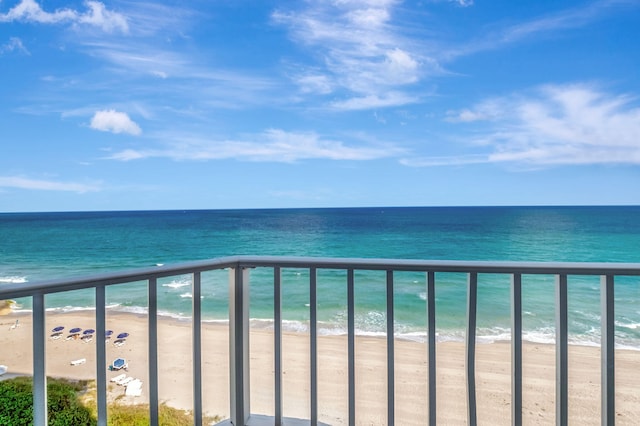 view of water feature featuring a beach view