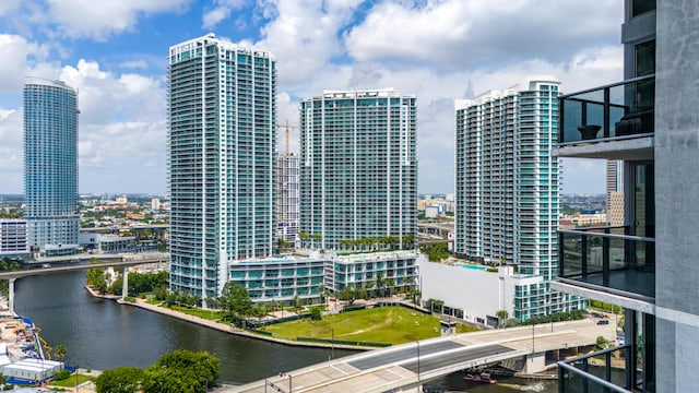 property's view of city with a water view