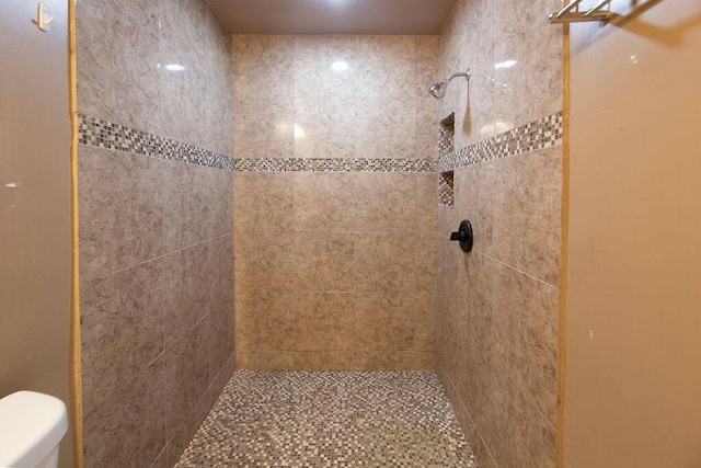 bathroom with toilet and tiled shower