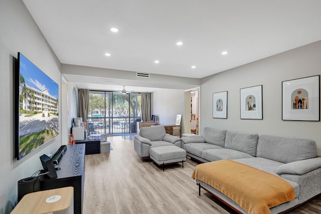 living room featuring light hardwood / wood-style floors