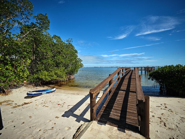 view of dock featuring a water view