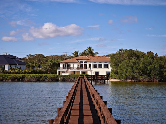 dock area featuring a water view