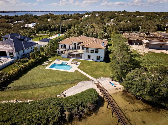 bird's eye view featuring a water view