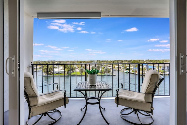 balcony with a water view