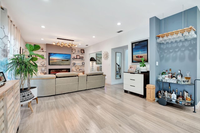 living room featuring light wood-type flooring