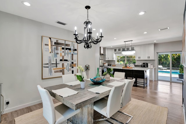 dining area featuring light hardwood / wood-style flooring