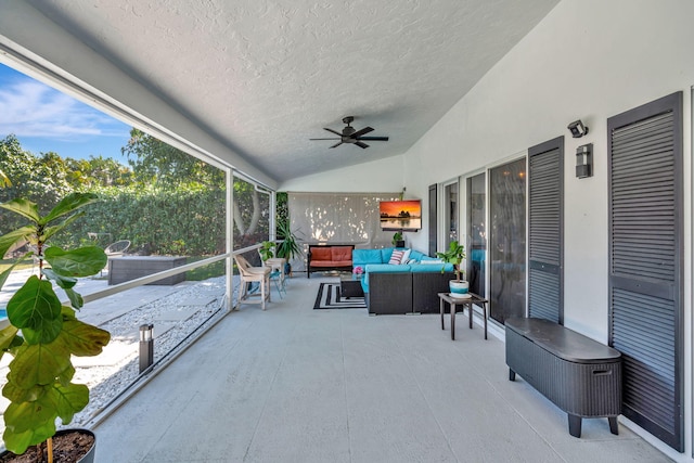 view of patio / terrace featuring an outdoor hangout area and ceiling fan