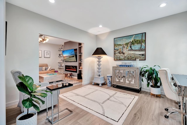 living room with wood-type flooring