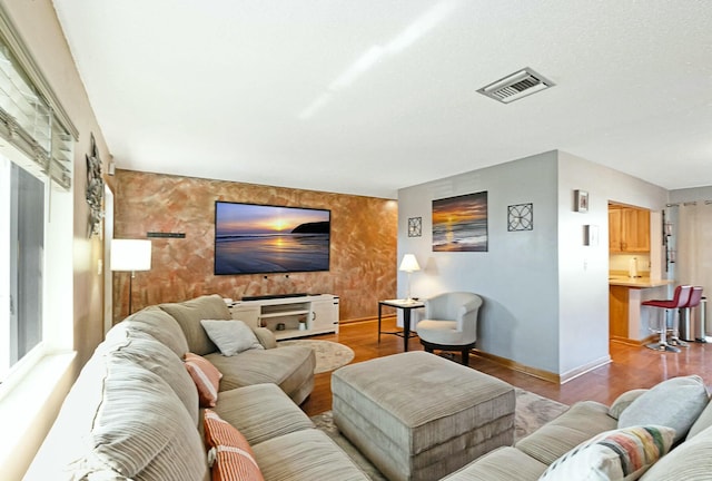 living room with light wood-type flooring