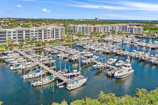 bird's eye view featuring a water view