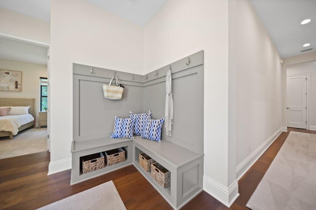81 S River Rd, Stuart, FL 34996 - mudroom featuring baseboards, recessed lighting, and dark wood-style floors