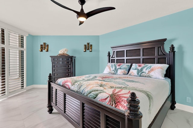 bedroom featuring ceiling fan