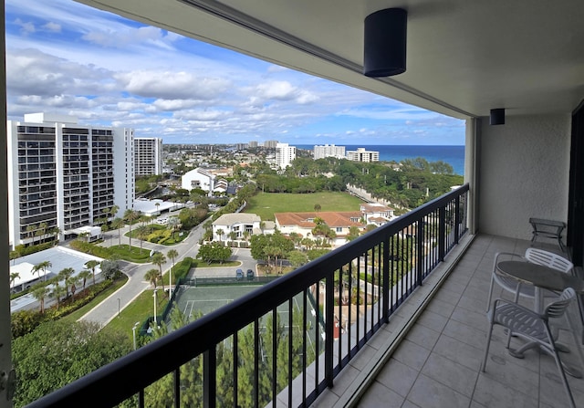 balcony with a water view