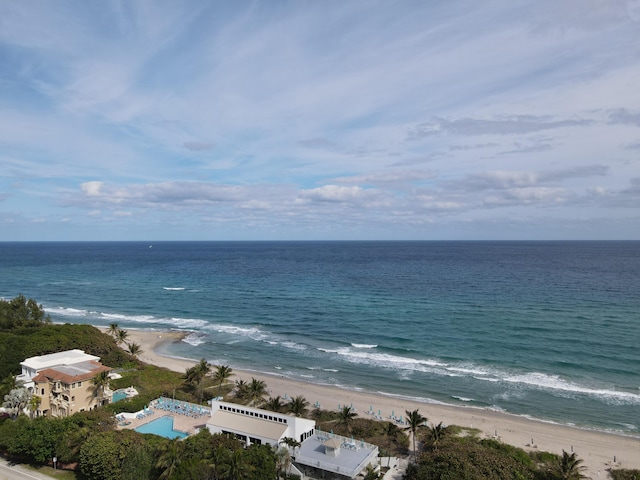 view of water feature featuring a beach view