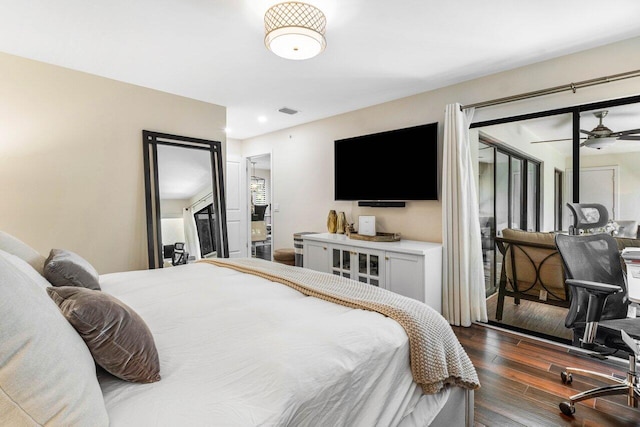 bedroom featuring dark hardwood / wood-style floors